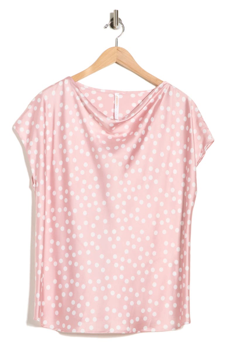 Cowl Neck Cap Sleeve Satin Top, Alternate, color, PINK