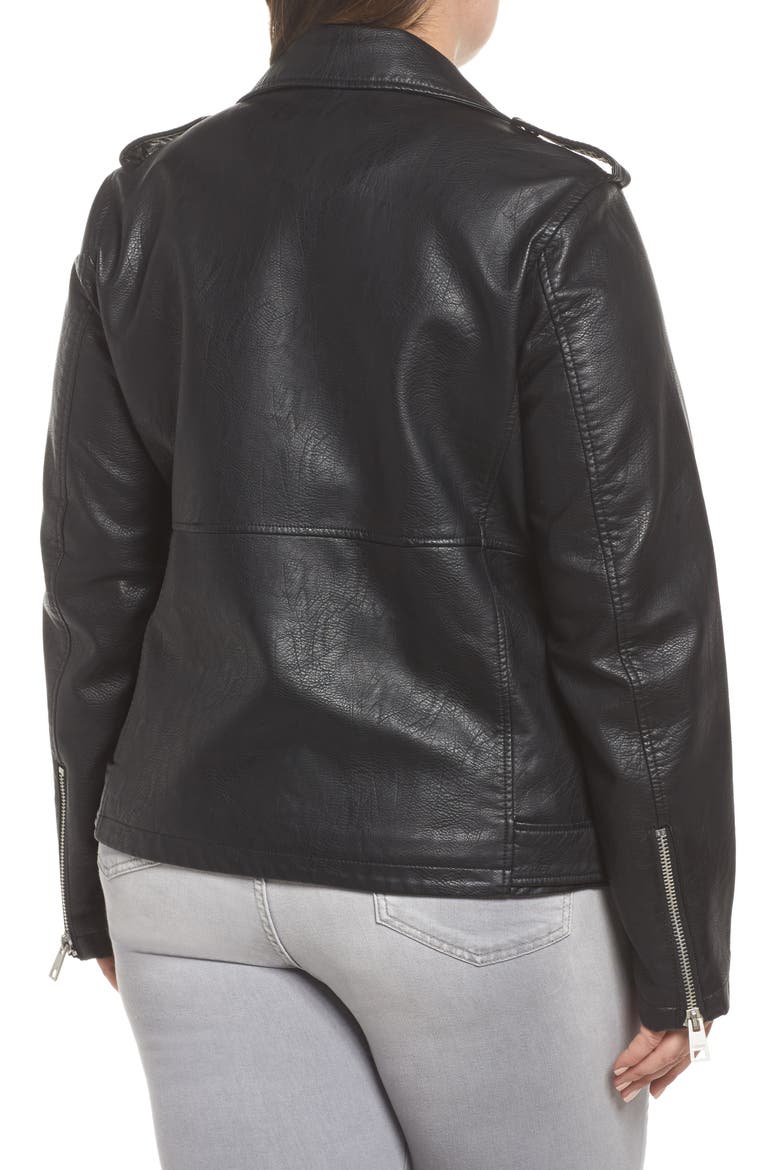 Levi's® Oversize Faux Leather Moto Jacket, Alternate, color, BLACK