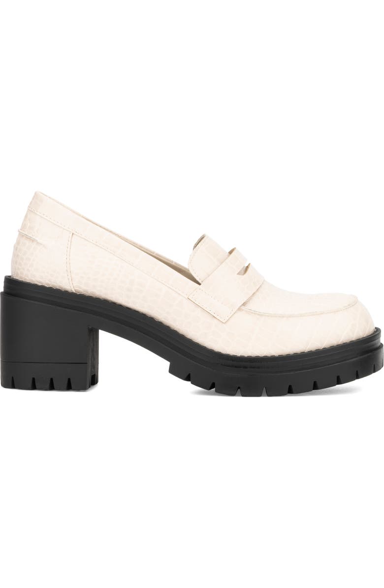 NEW YORK AND COMPANY Penni Croc Embossed Platform Loafer, Alternate, color, Bone