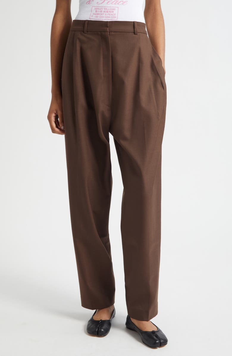 Ashley Williams Peg Tapered Straight Leg Pants, Main, color, Brown