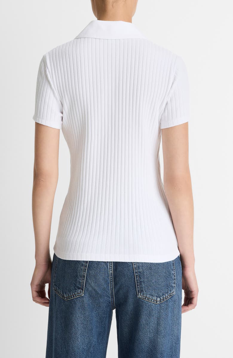 Vince Johnny Collar Ribbed Top, Alternate, color, Optic White
