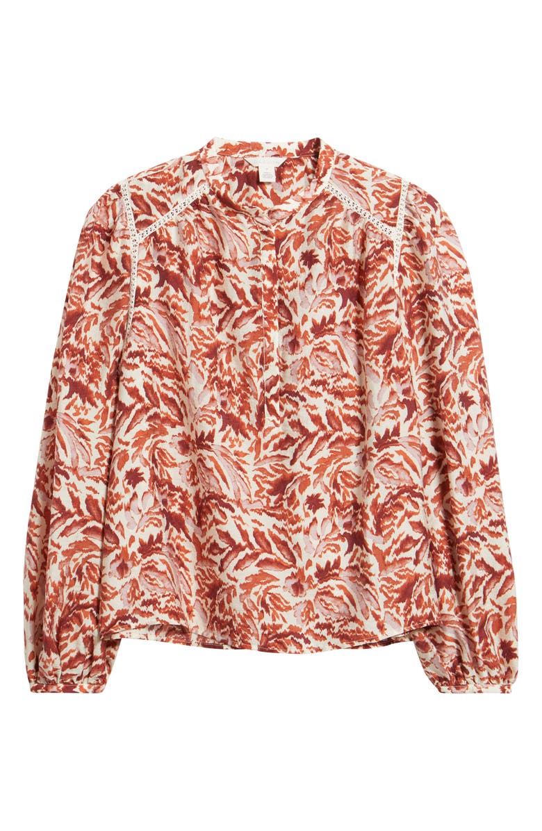 Caslon<sup>®</sup> Embroidered Inset Top, Alternate, color, Purple- Rust Ikat Blossom