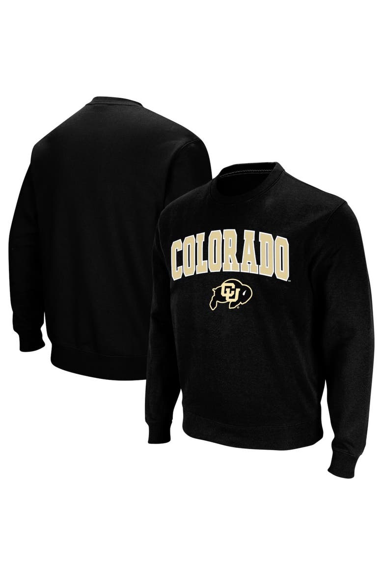 Men's Colosseum Black Colorado Buffaloes Arch & Logo Crew Neck Sweatshirt, Alternate, color, Black