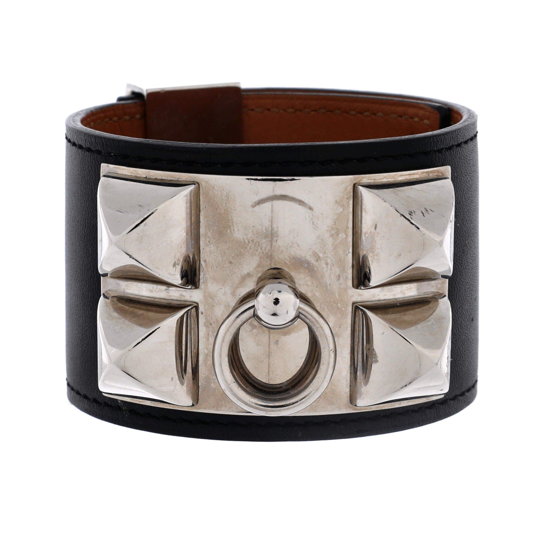 Pre-Owned Hermes Collier de Chien Bracelet Leather, Alternate, color, Black