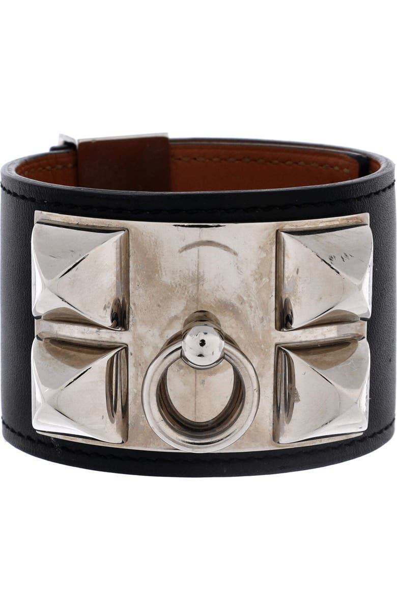 Pre-Owned Hermes Collier de Chien Bracelet Leather, Alternate, color, Black