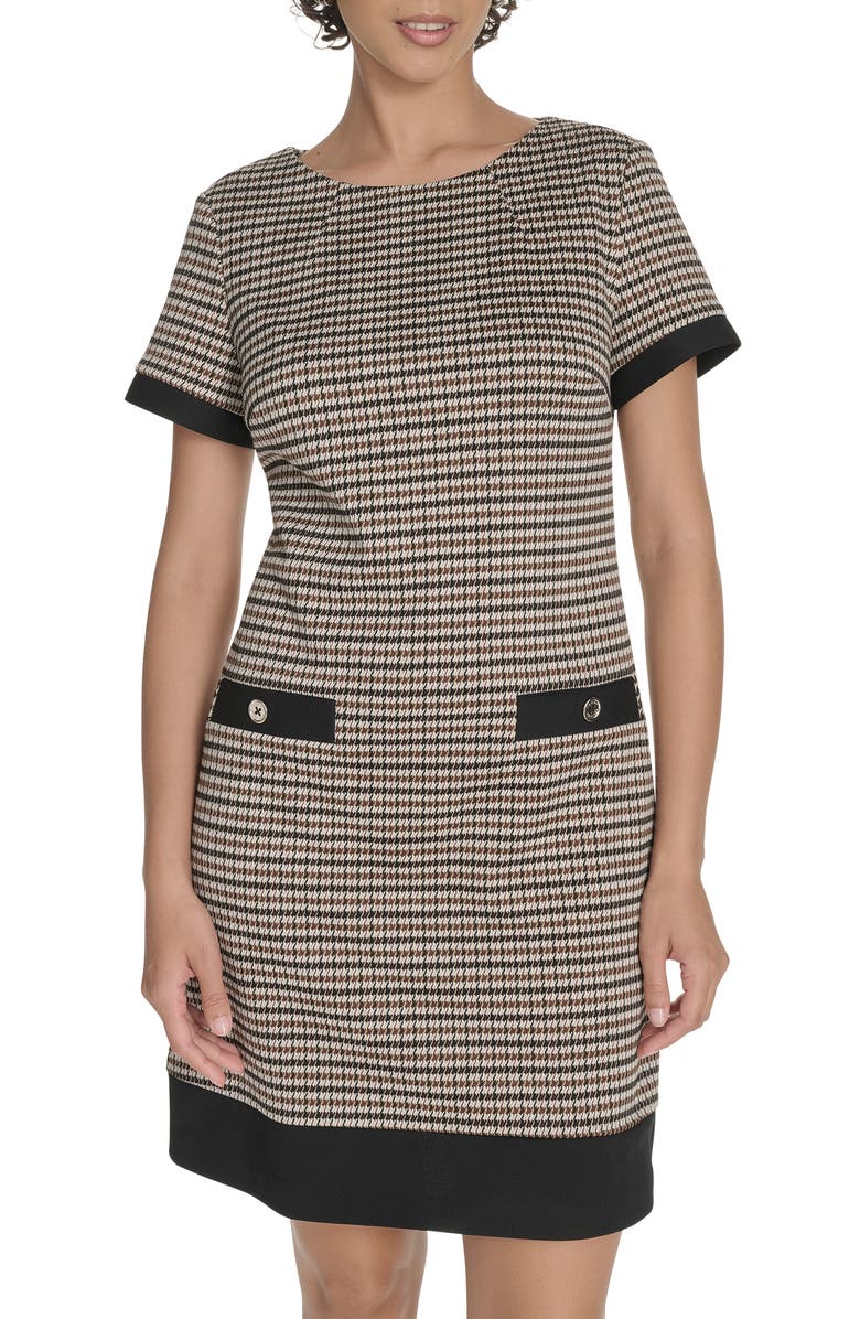 Tommy Hilfiger Houndstooth Short Sleeve Shift Dress, Alternate, color, 