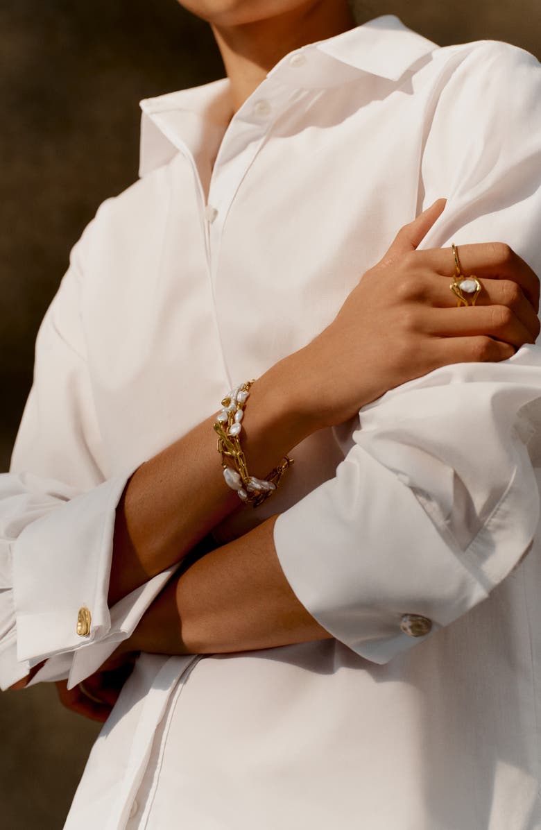 Monica Vinader x Amy Powney Keshi Pearl Bracelet, Alternate, color, 18Ct Gold Vermeil / Pearl