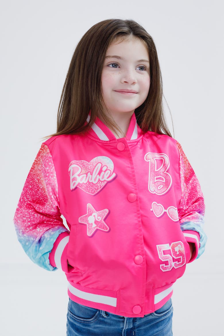 Varsity Bomber Jacket, Alternate, color, Pink Blue Ombre