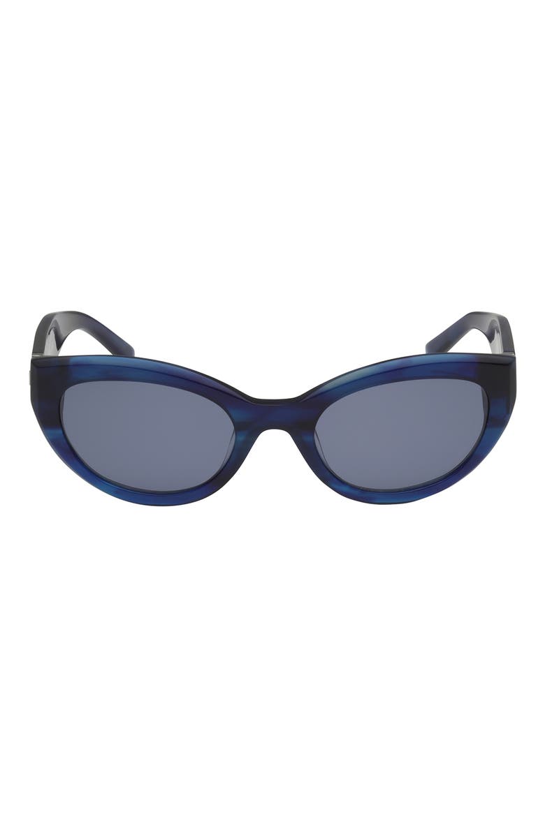 52mm Cat Eye Sunglasses, Main, color, HORN / BLUE LENS