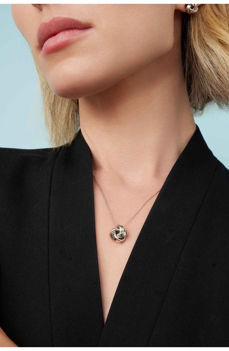 Oradina Sterling Silver Eternal Knot Pendant Necklace, Alternate, color, Silver