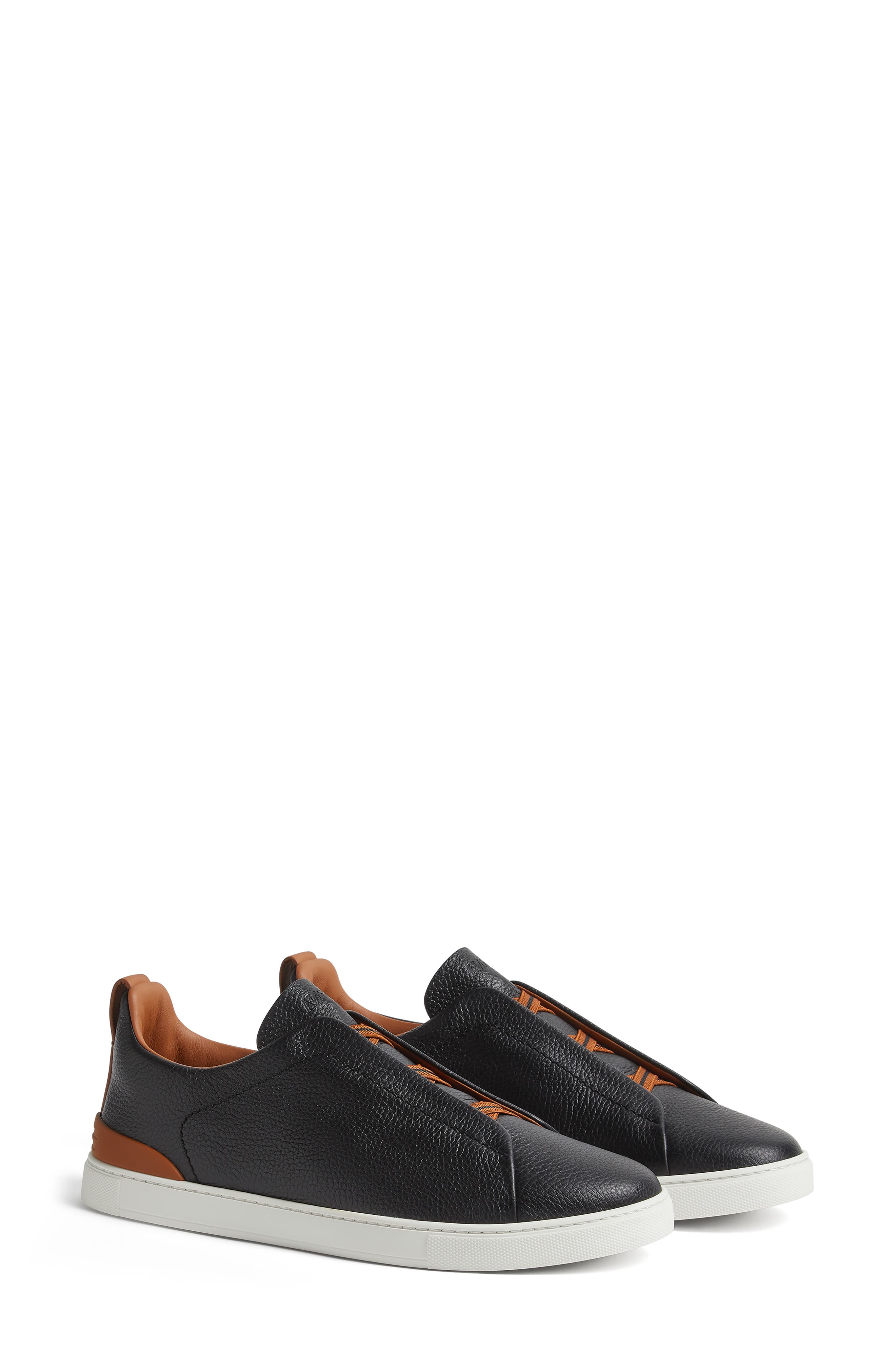 Triple Stitch™ Leather Slip-On Sneaker, Main, color, BLACK