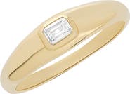 LANA 14K Gold Curved Solo Emerald Cut Diamond Ring