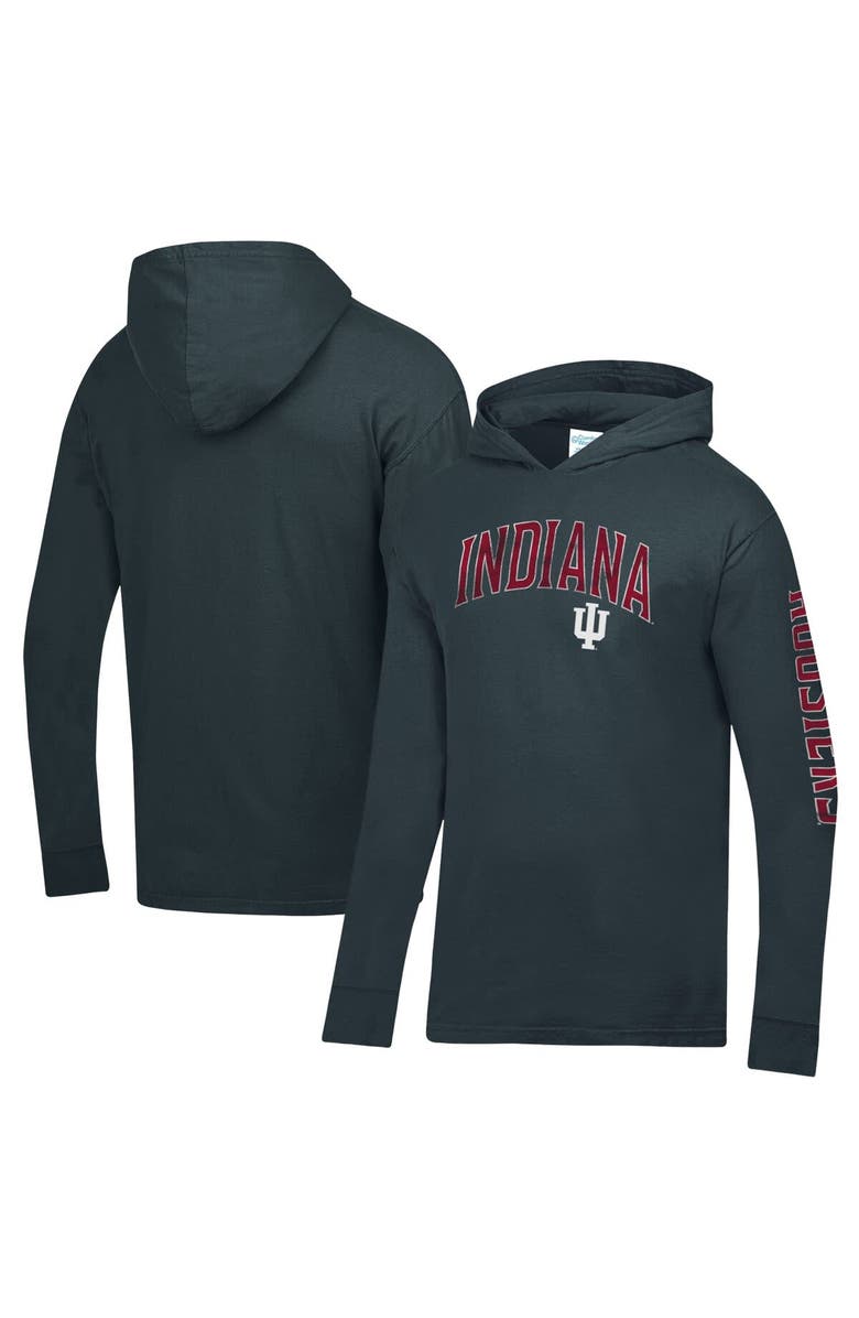 ComfortWash Men's ComfortWash  Charcoal Indiana Hoosiers Long Sleeve Hooded T-Shirt, Main, color, Charcoal