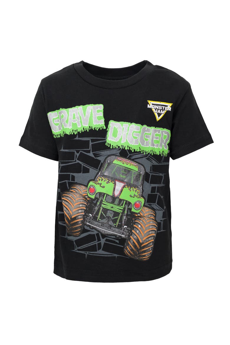 Athletic 2-Piece T-Shirt and Shorts Set, Alternate, color, Grave Digger Black