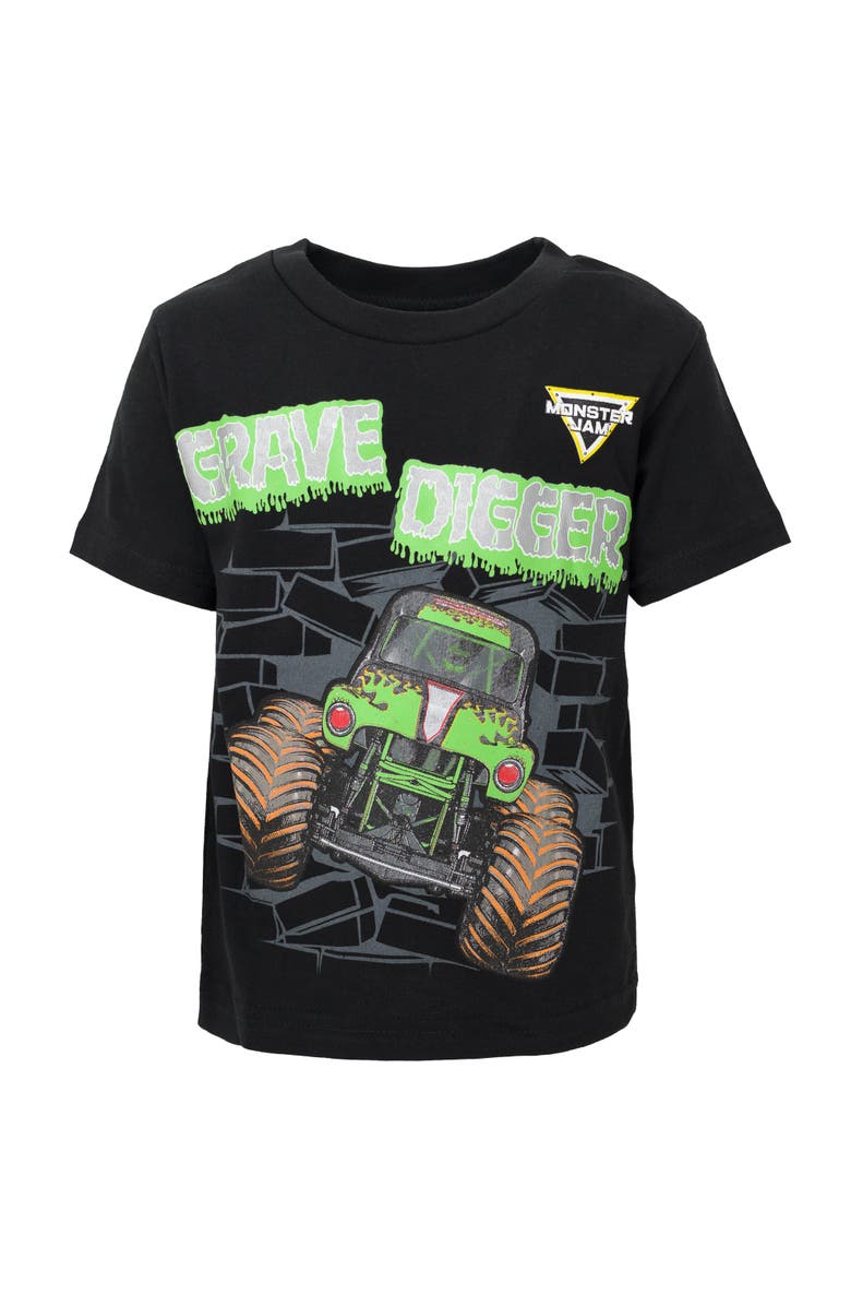 Monster Jam Athletic 2-Piece T-Shirt and Shorts Set, Alternate, color, Grave Digger Black