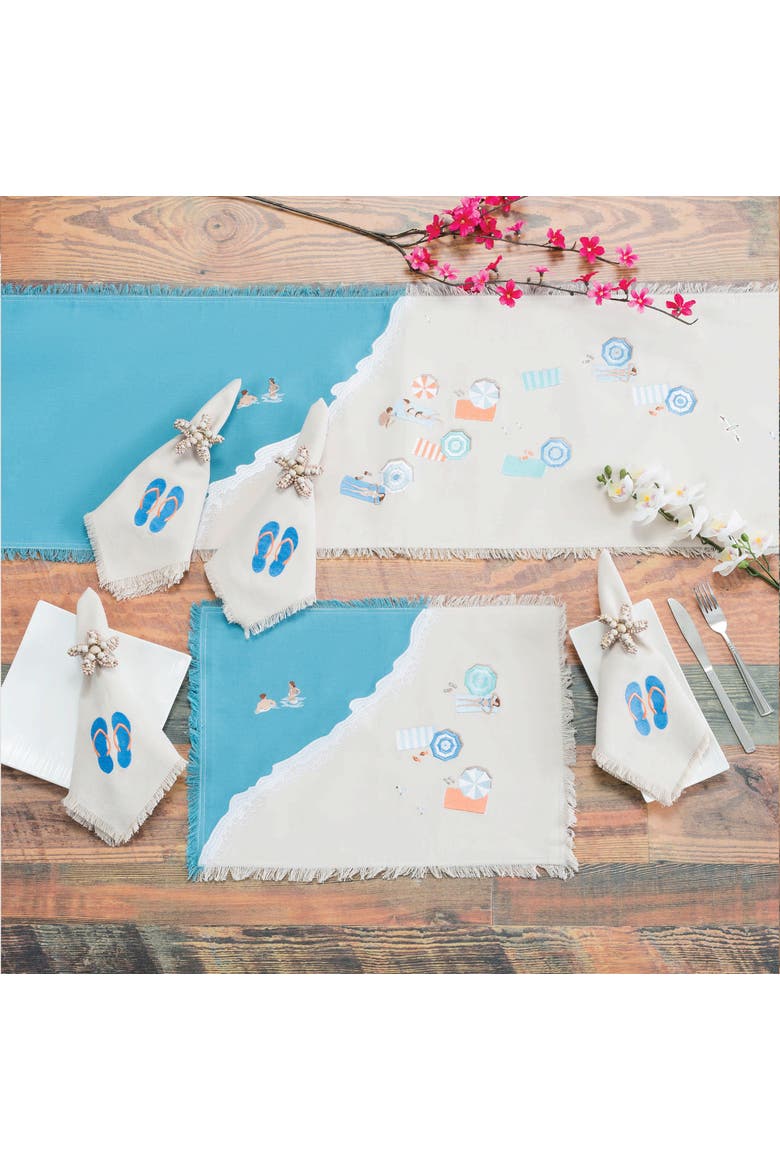 Beach Shoreline 100% Cotton Set of 4 Placemats 13" x 19", Alternate, color, Blue
