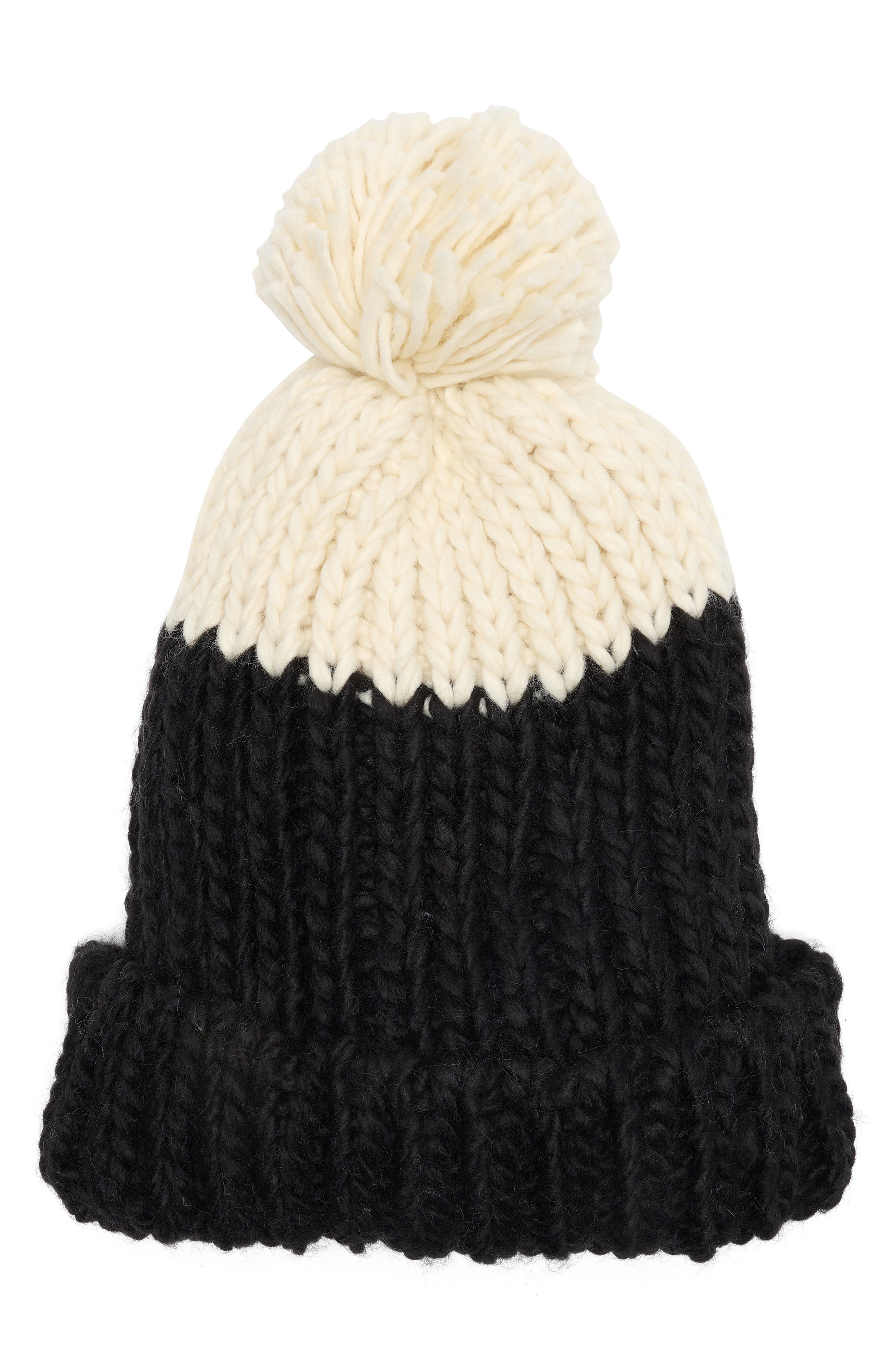 Vince Camuto Two-Tone Pompom Beanie