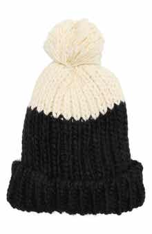 Vince Camuto Two-Tone Pompom Beanie