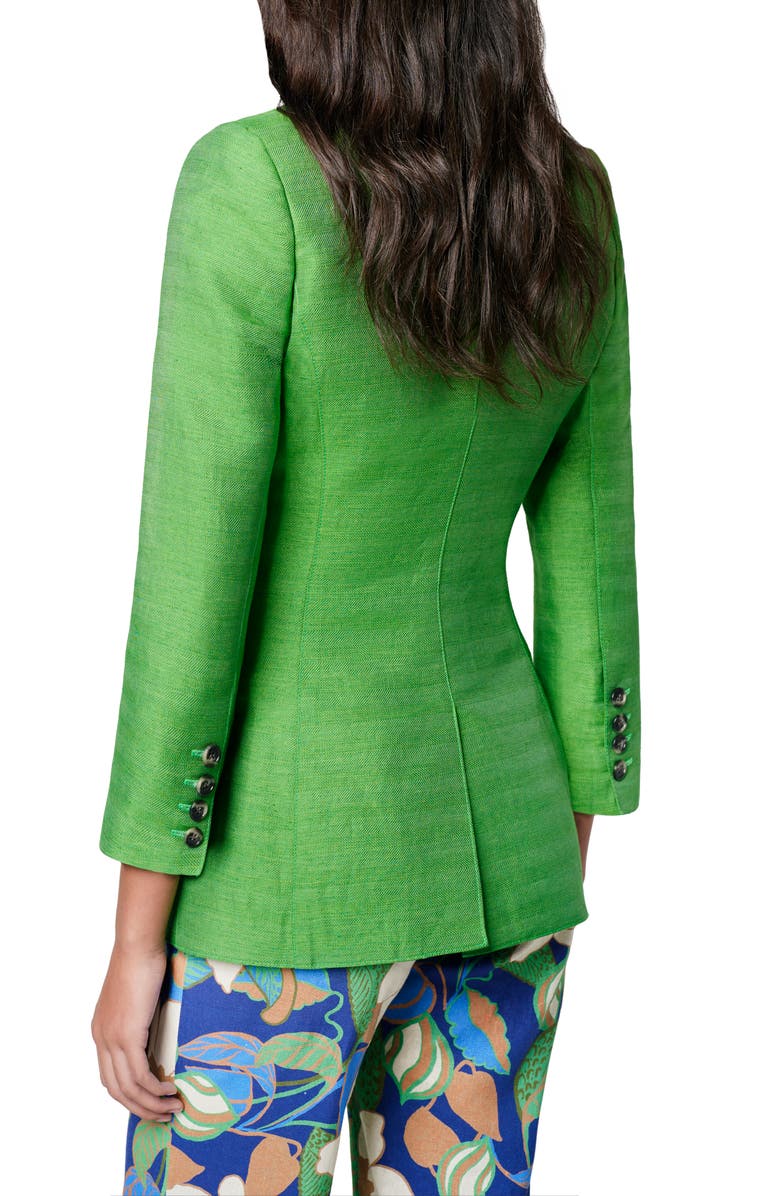 Smythe Faux Double Breasted Three Quarter Sleeve Linen & Silk Blazer, Alternate, color, 
