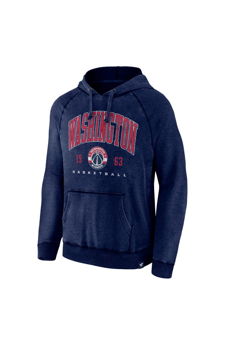 FANATICS Men's Fanatics Branded Heather Navy Washington Wizards Foul Trouble Snow Wash Raglan Pullover Hoodie, Alternate, color, Heather Navy