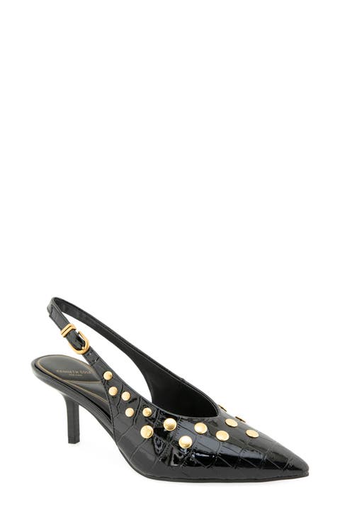 Ulysses Faux Leather Croc Embossed Pointed Toe Slingback Pump