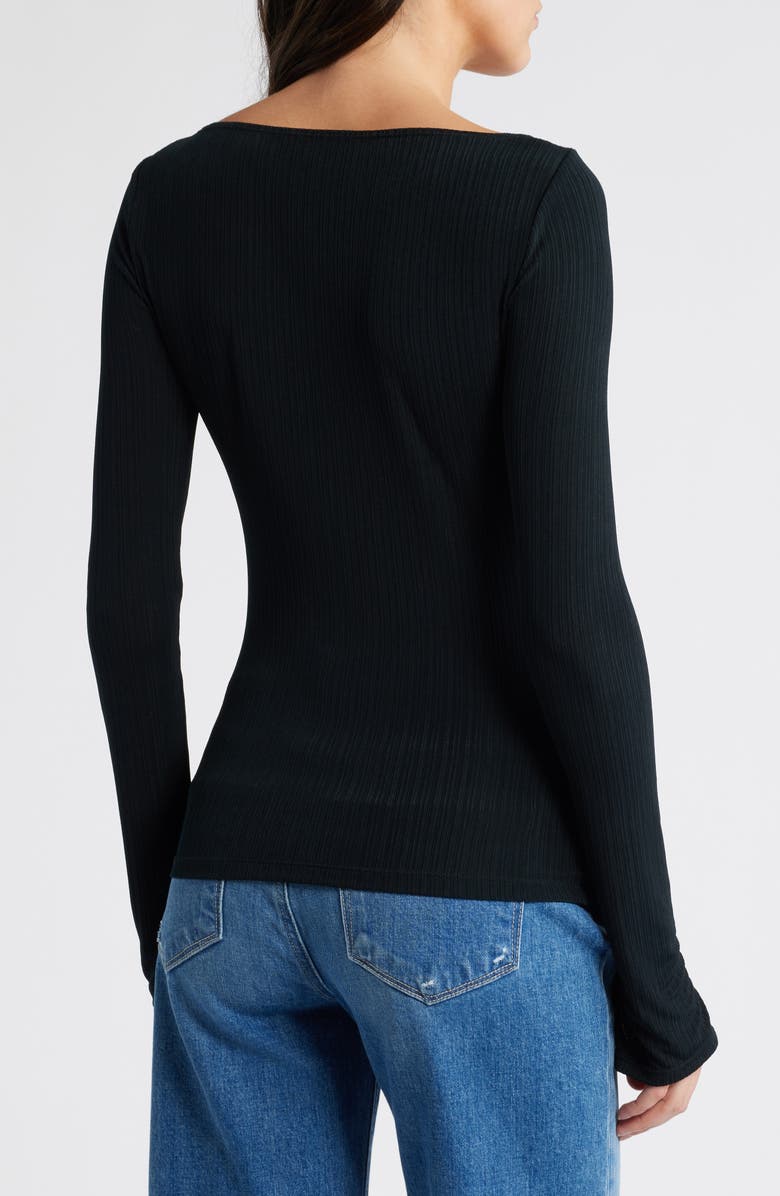 PAIGE Lucina Variegated Rib Top, Alternate, color, Black