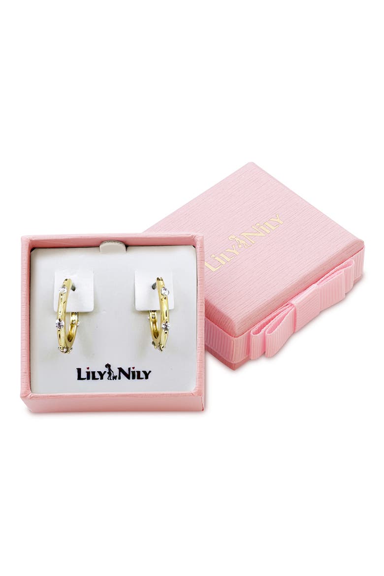 Kids' Cubic Zirconia Hoop Earrings, Alternate, color, GOLD