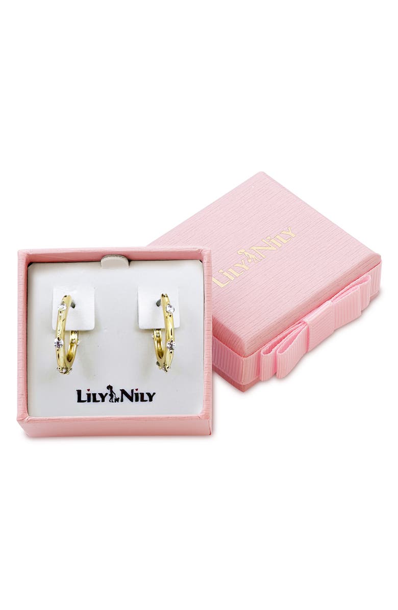 Lily Nily Kids' Cubic Zirconia Hoop Earrings, Alternate, color, Gold