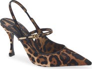 Dolce&Gabbana Leopard Pointed Toe Genuine Calf Hair Slingback Pump