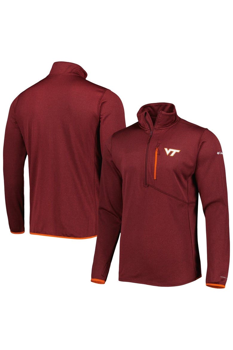Men's Columbia Maroon Virginia Tech Hokies Park View Omni-Wick Half-Zip Top, Main, color, Maroon