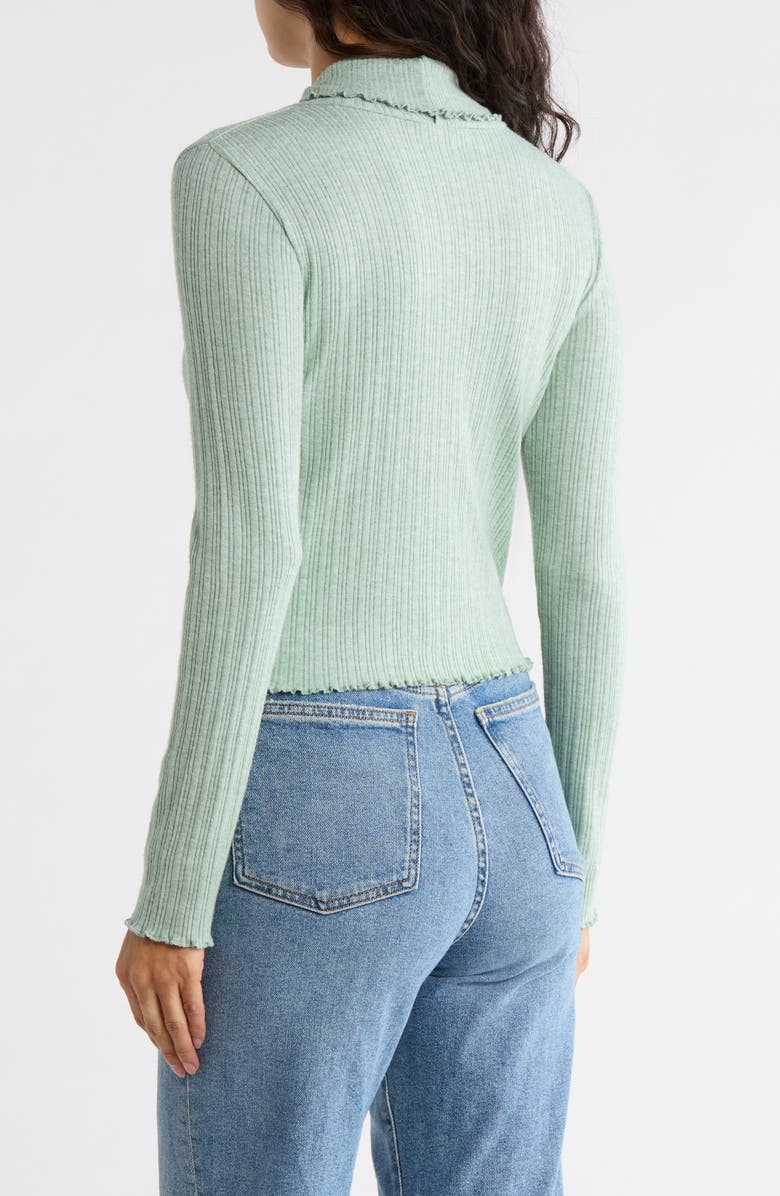 Madewell Ribbed Long Sleeve Turtleneck Crop Top, Alternate, color, Frosted Sage