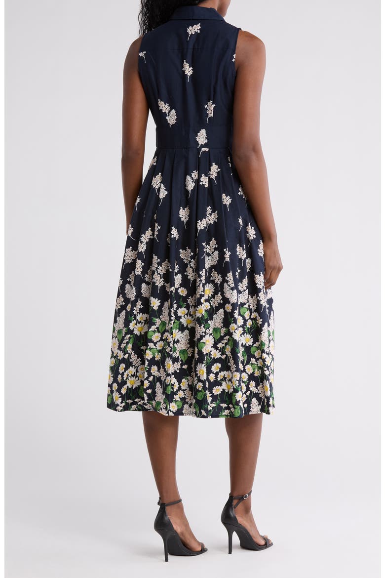Floral Sleeveless Cotton Shirtdress, Alternate, color, SKY CAPTAIN