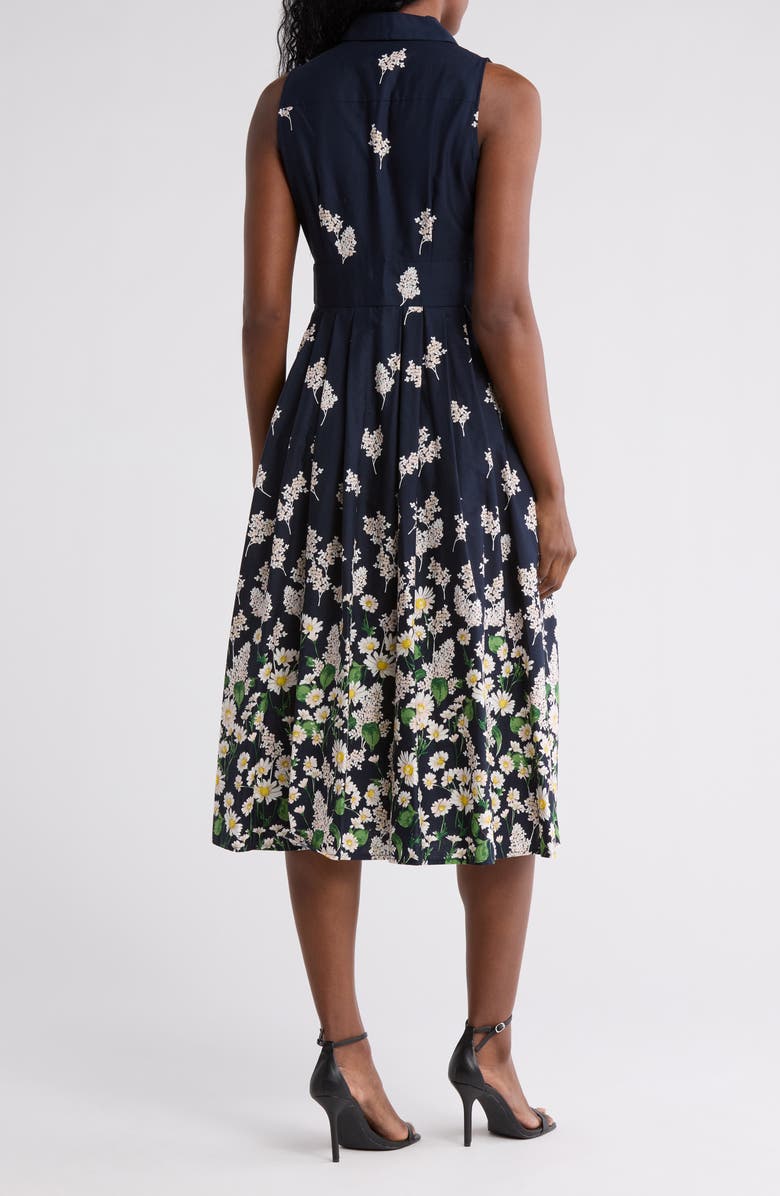Tommy Hilfiger Floral Sleeveless Cotton Shirtdress, Alternate, color, Sky Captain