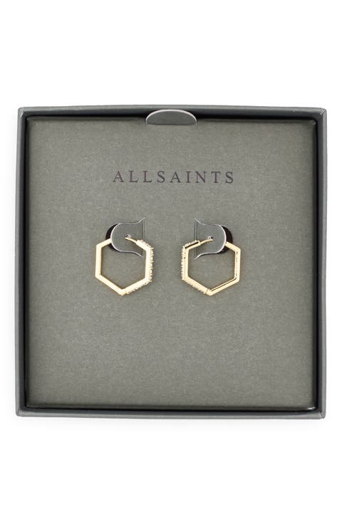 Crystal Hexagonal Hoop Earrings