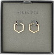 AllSaints Crystal Hexagonal Hoop Earrings