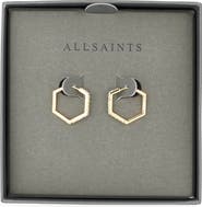 AllSaints Crystal Hexagonal Hoop Earrings