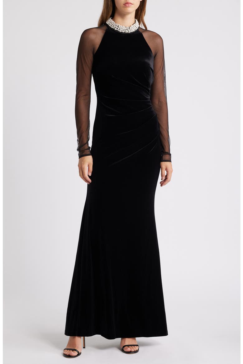 long sleeve burnout velvet cocktail dress eliza j Eliza J Dark Navy.Velvet Burnout Cold Shoulder Dress with Long Sleeves
