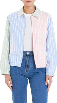 English Factory Sports Club Colorblock Stripe Cotton Blend Zip Jacket