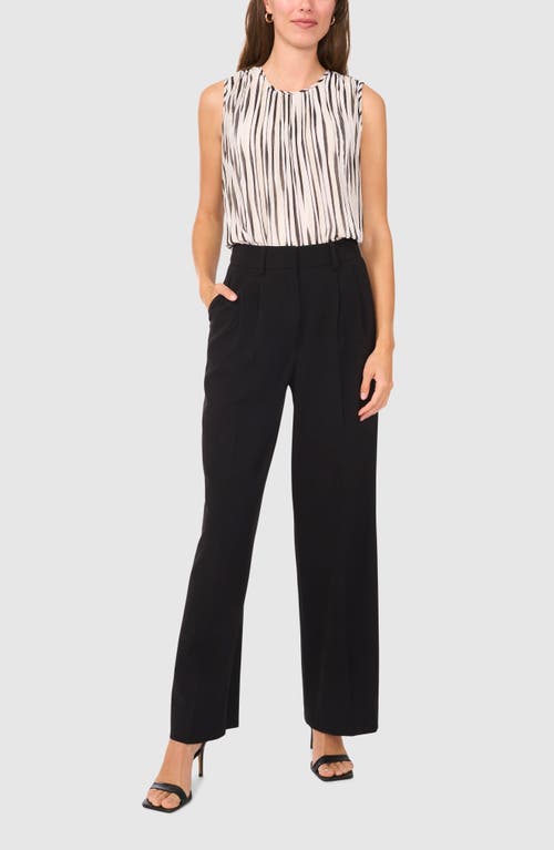 Halogenr Halogen(r) Stripe Sleeveless Pleated Shell In New Ivory
