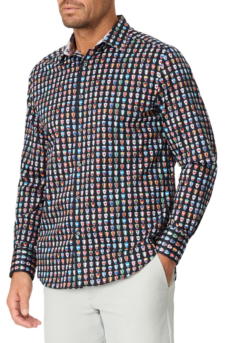 For the Win Stretch Cotton Button-Up Shirt, Alternate, color, BLACK