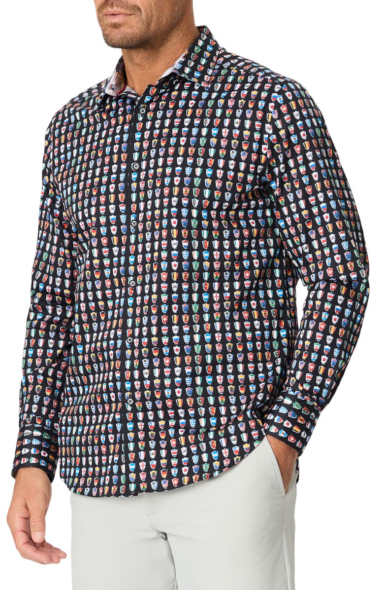 Robert Graham For the Win Stretch Cotton Button-Up Shirt, Alternate, color, Black