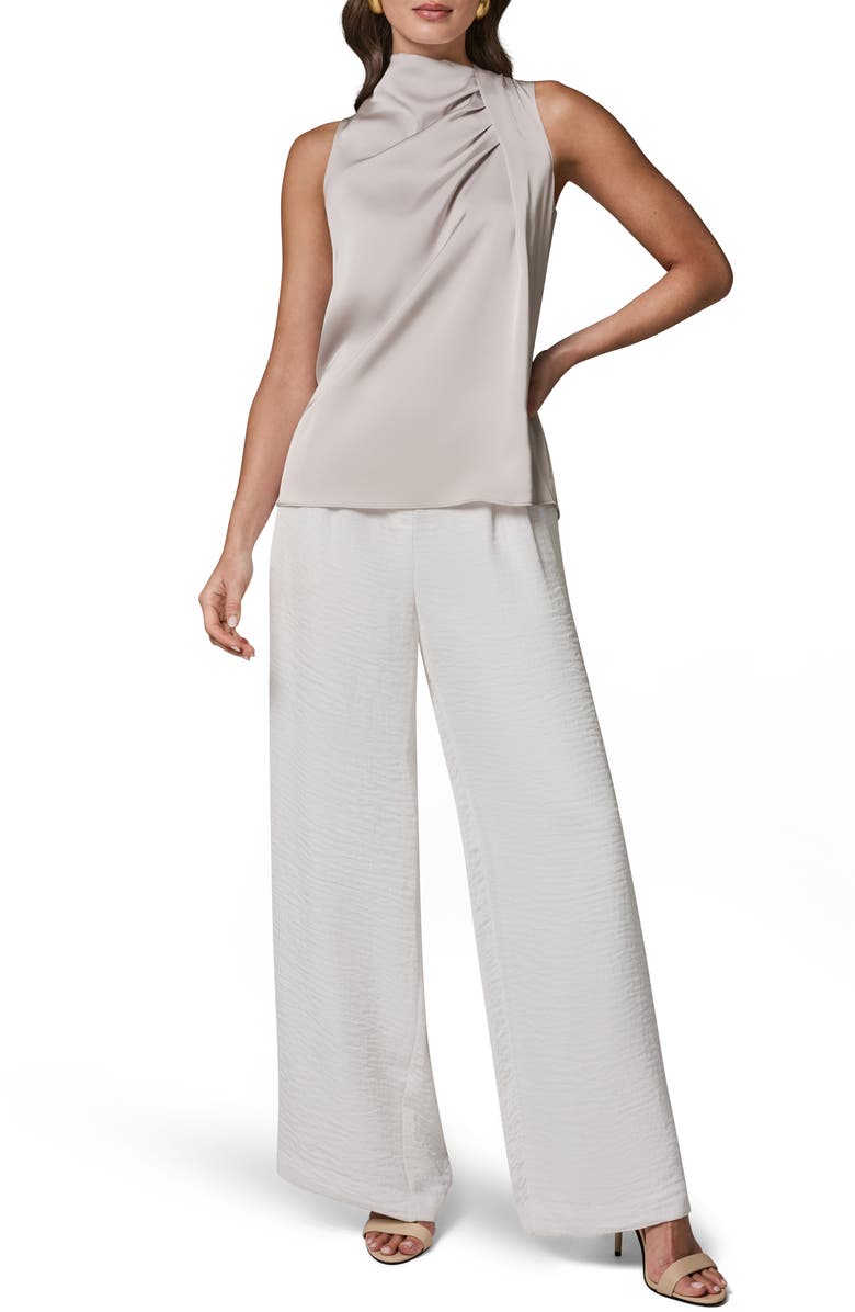 Donna Karan New York Twist Drape Shoulder Matte Satin Tank, Alternate, color, 