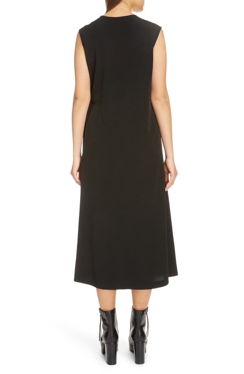 Y's by Yohji Yamamoto Pleated Crêpe de Chine Midi Dress, Alternate, color, 