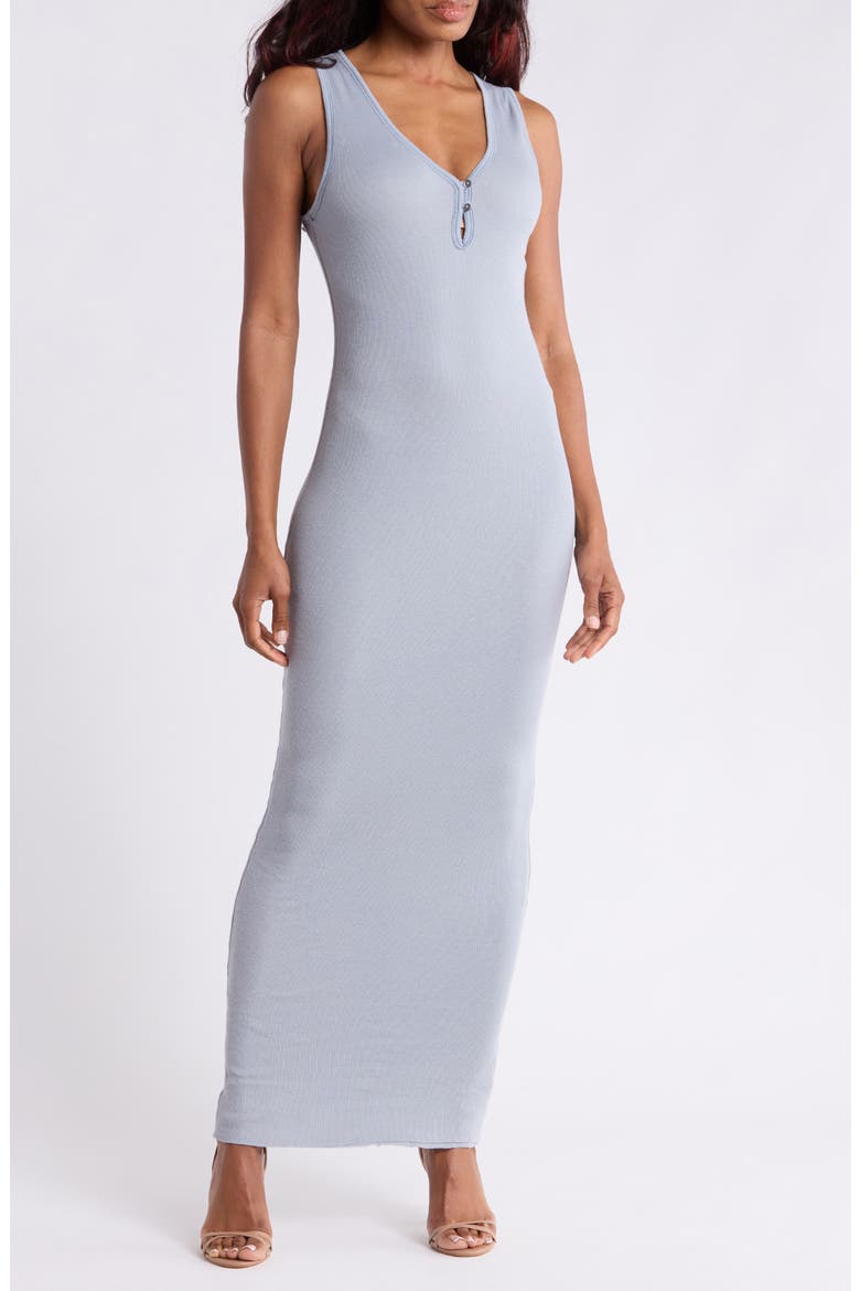 Cotton & Cashmere Ribbed Tank Maxi Dress, Main, color, GREY SKY