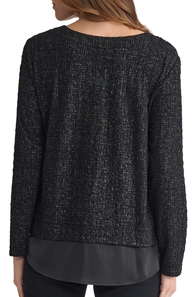 Jones New York Rivet Accent Metallic Top, Alternate, color, Jones Black/ Soft Gold