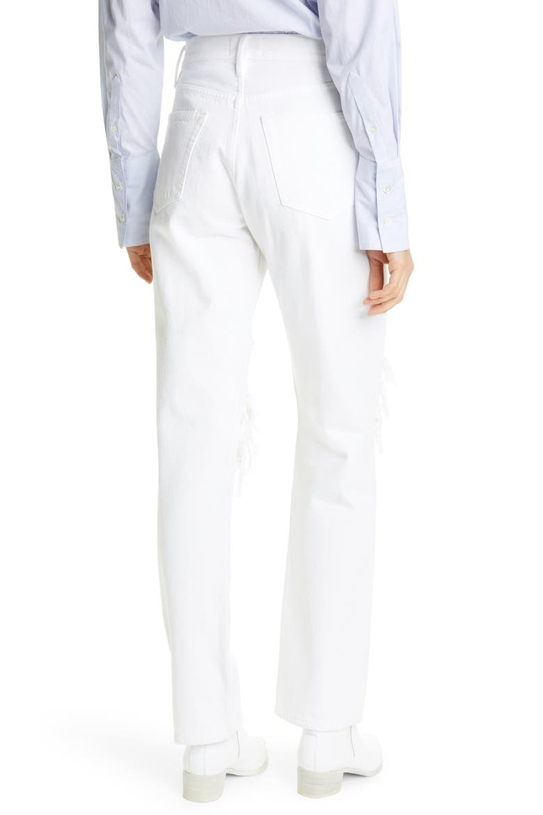 Le Hollywood High Waist Straight Leg Jeans, Alternate, color, RUMPLED BLANC RIPS