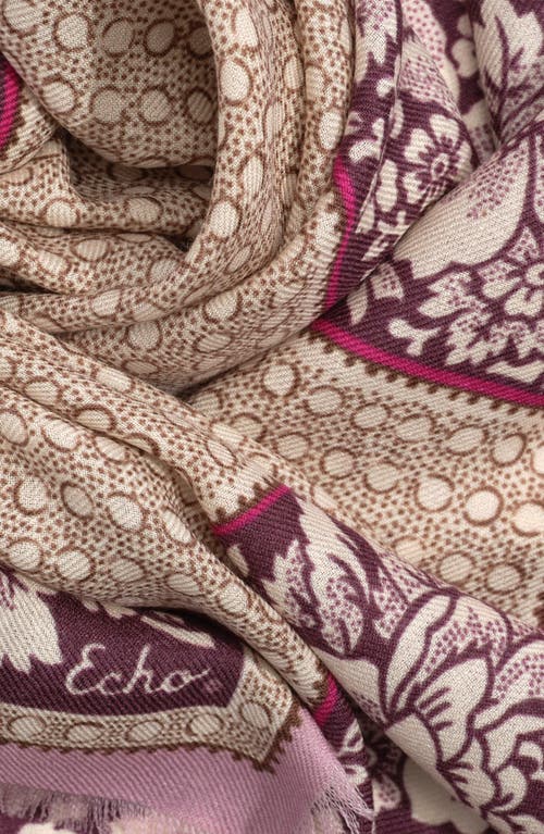 Echo Vintage Floral Dot Wool Bandana In Brown