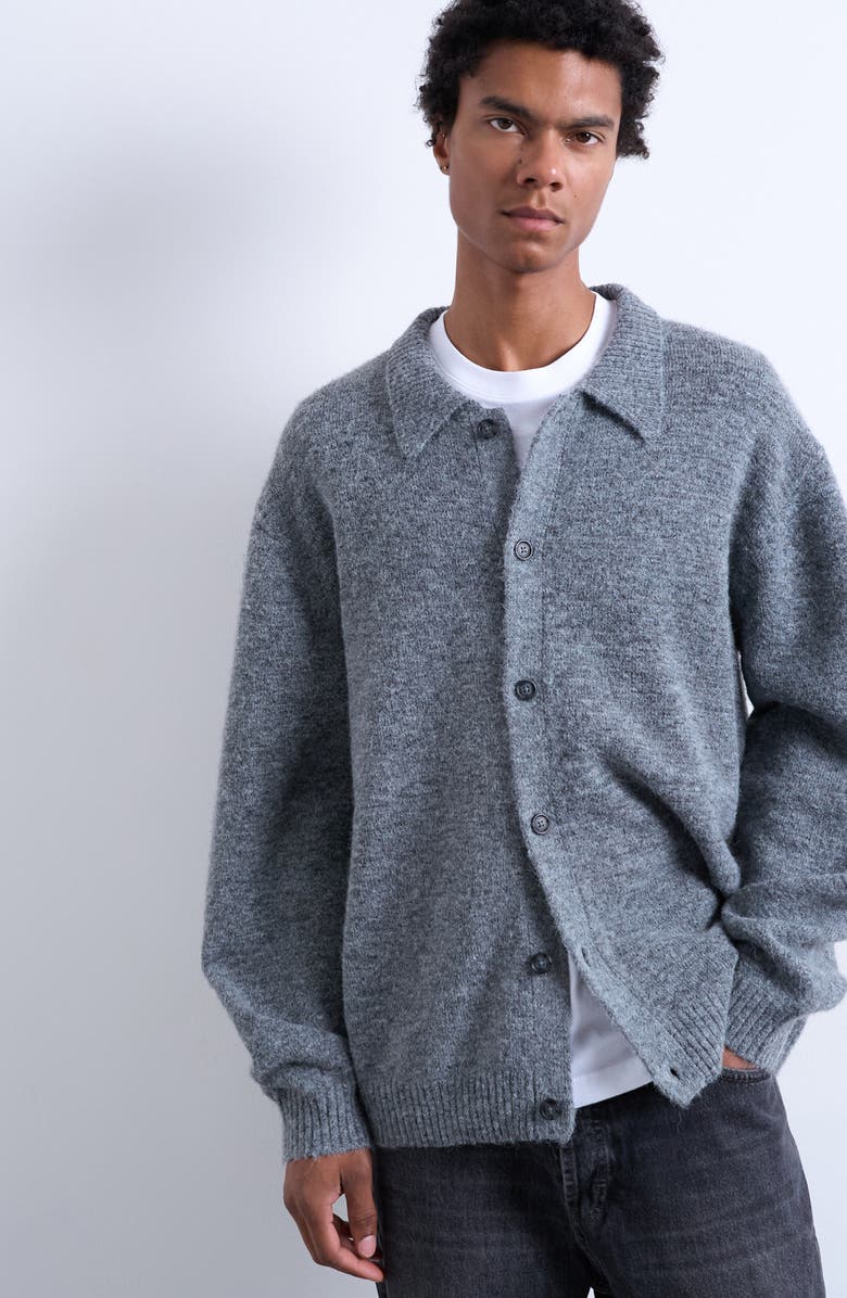 Topman Oversize Rib Polo Sweater, Alternate, color, Charcoal
