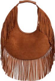 URBAN EXPRESSIONS HANDBAGS Fringe Faux Suede Hobo Bag