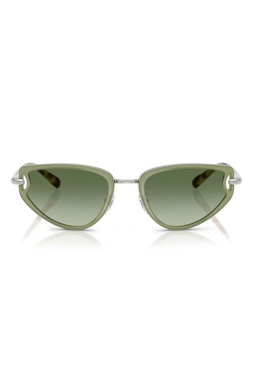 Tory Burch Ty6115 Cat Eye Metal Sunglasses In Milky Green/green Gradient